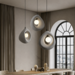 Lustra Moderna FOAMER, 35 cm, Suspendata, 1 X E27, Gri, Metal si Spuma, Inaltime Reglabila - imagine 2