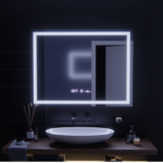 Oglinda LED Rectangulara, 100x75cm, Verite MotionGlow Marcello, Sistem Dezaburire, Ceas & Termometru, Dimabila - imagine 3
