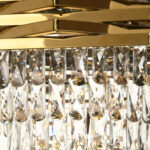 Candelabru Cristal HEXA Ø30cm 3xE14 Auriu Inaltime Reglabila - imagine 4